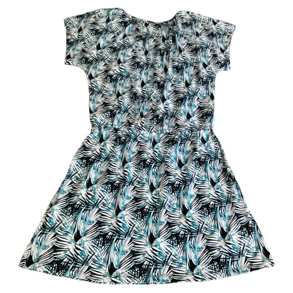 Kim Rogers Short Raglan Sleeve Tie Waist A-Line Dress Blue Black White Size XL - Picture 2 of 15